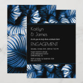Black and Blue Tropical Palm Engagement Party Kaart (Voorkant / Achterkant)