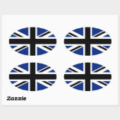 Black and Blue Union Jack Ovale Sticker (Vel)