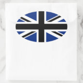 Black and Blue Union Jack Ovale Sticker (Tas)