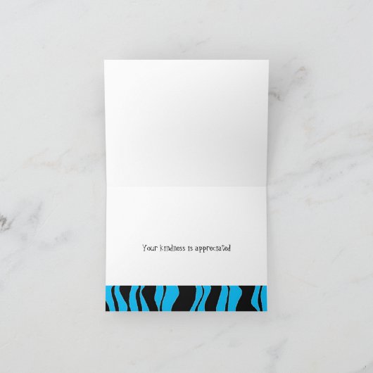 Black and Blue Zebra Stripe Bedankt (Binnen)