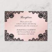Black and Blush Lace Wedding Details Accommodatie Informatiekaartje (Voorkant)