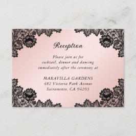 Black and Blush Lace Wedding Details Accommodatie Informatiekaartje