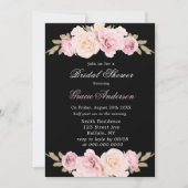 Black and Blush Pink Rose Bridal Shower Kaart (Voorkant)