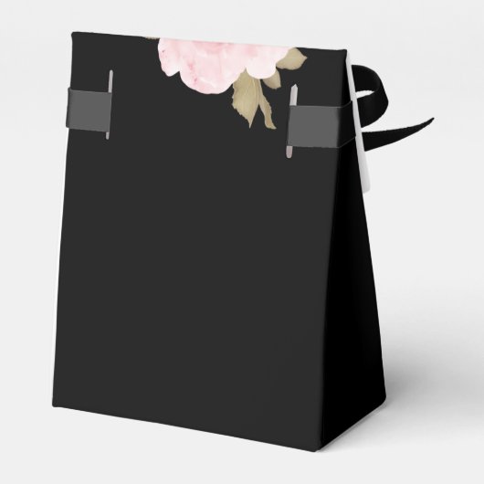 Black and Blush Pink Roses Chic Wedding Bedankdoosjes (Achterkant)