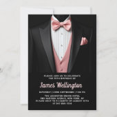 Black and Blush Pink Tuxedo verjaardagsevenement Kaart (Voorkant)