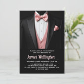 Black and Blush Pink Tuxedo verjaardagsevenement Kaart (Staand voorkant)