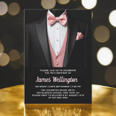 Black and Blush Pink Tuxedo verjaardagsevenement Kaart