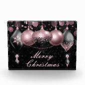 Black and blush roze kerst Baubles Ornaments Fotoblokken (Voorkant)