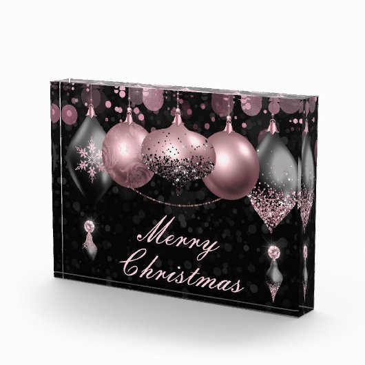 Black and blush roze kerst Baubles Ornaments Fotoblokken (Rechts)