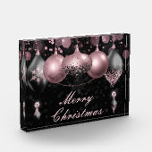 Black and blush roze kerst Baubles Ornaments Fotoblokken (Links)