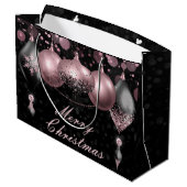 Black and blush roze kerst Baubles Ornaments Groot Cadeauzakje (Achterkant Gekanteld)