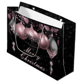 Black and blush roze kerst Baubles Ornaments Groot Cadeauzakje (Voorkant Gekanteld)