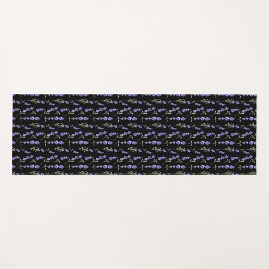 Black And Botanical Floral Purple Lavender Pattern Yogamat (Voorkant (horizontaal))