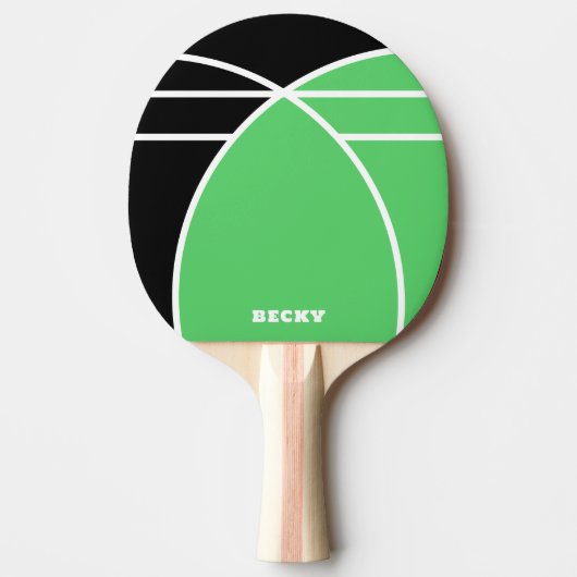 Black and Bright Green Personalized Tafeltennisbatje (Voorkant)