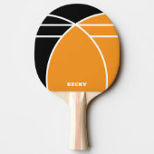 Black and Bright Orange Personalized Tafeltennisbatje (Achterkant)