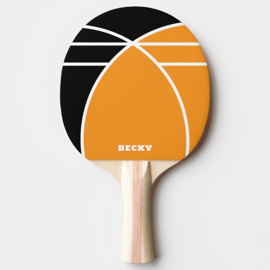 Black and Bright Orange Personalized Tafeltennisbatje (Voorkant)