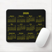 Black and Bright Yellow 2026 Calendar Muismat (Met muis)