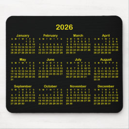 Black and Bright Yellow 2026 Calendar Muismat