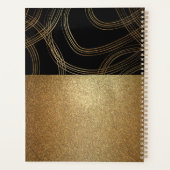 Black and Bronze Glitter Modern Glam Trendy Chic Planner (Achterkant)