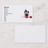 Black And Brown Cat With Red Tie And Yarn Visitekaartje (Voorkant / Achterkant)