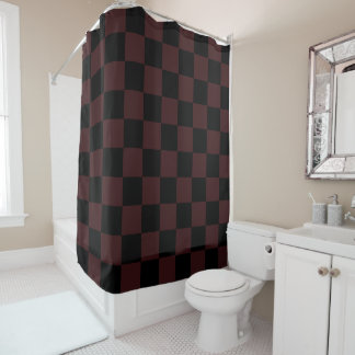 Black and Brown Checkered Shower Curtain Douchegordijn