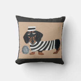 Black and Brown Dachshund Treat Thief Jailbird Kussen