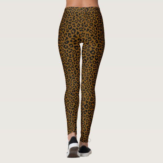 Black and Brown Leopard Print Fun Safari Pattern Leggings (Achterkant)