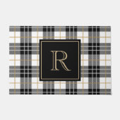Black and Brown Tartan Plaid Family Monogram Deurmat (Voorkant)