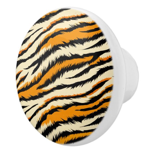 Black and Brown Tiger Stripes Pattern Keramische Knop (Rechts)