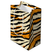 Black and Brown Tiger Stripes Pattern  Medium Cadeauzakje (Voorkant Gekanteld)