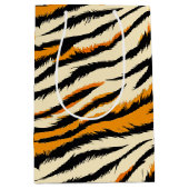 Black and Brown Tiger Stripes Pattern  Medium Cadeauzakje (Voorkant)