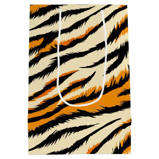 Black and Brown Tiger Stripes Pattern  Medium Cadeauzakje (Achterkant)