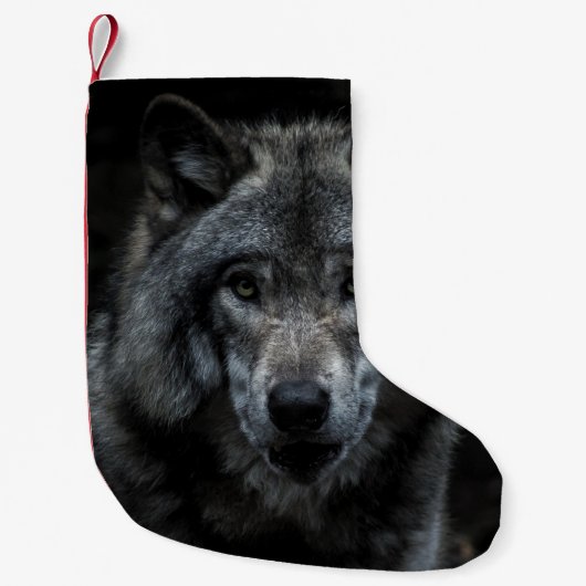 BLACK AND BROWN WOLF PAINTING KLEINE KERSTSOK (Voorkant)