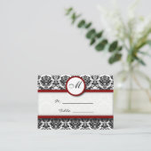 Black and Burgundy Damask Place Card Holder Plaatskaartje (Staand voorkant)