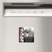 Black and Burgundy Photo Save the Date Magnet (Insitu (Vaatwasser))