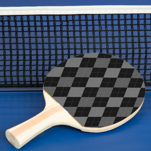 Black and Charcoal Gray Argyle Pattern Tafeltennisbatje (Insitu)