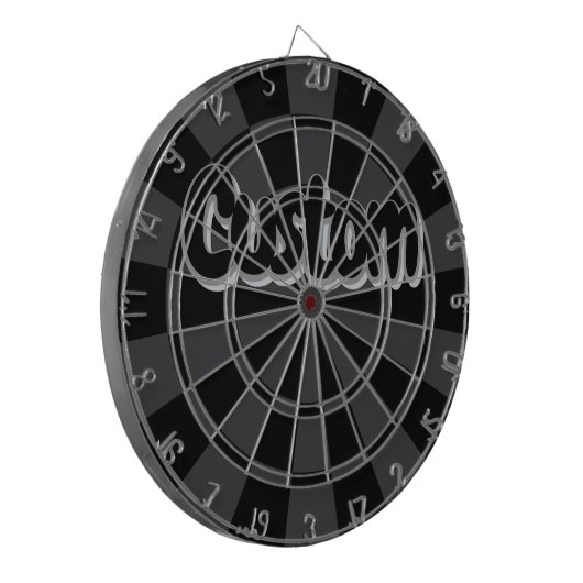 Black And Charcoal Gray Custom Text Dartbord (Voorkant Links)