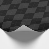 Black and Charcoal Gray Diamond Argyle Pattern Cadeaupapier (Hoek)