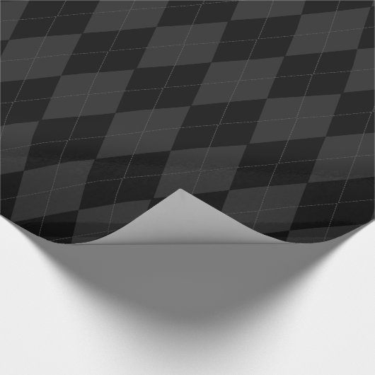 Black and Charcoal Gray Diamond Argyle Pattern Cadeaupapier (Hoek)