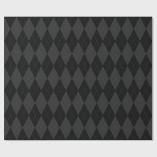 Black and Charcoal Gray Diamond Argyle Pattern Cadeaupapier (Vlak)