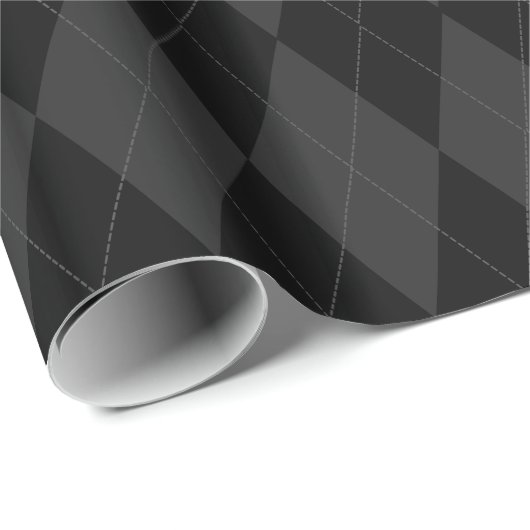 Black and Charcoal Gray Diamond Argyle Pattern Cadeaupapier (Rol Hoek)