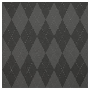 Black and Charcoal Gray Diamond Argyle Pattern Stof