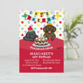 Black and Chocolate Labradors Verjaardagsfeest Kaart (Staand voorkant)