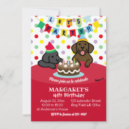 Black and Chocolate Labradors Verjaardagsfeest Kaart