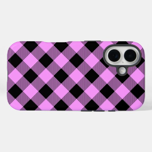 Black and Coral Checked Case-Mate iPhone Case (Achterkant (horizontaal))