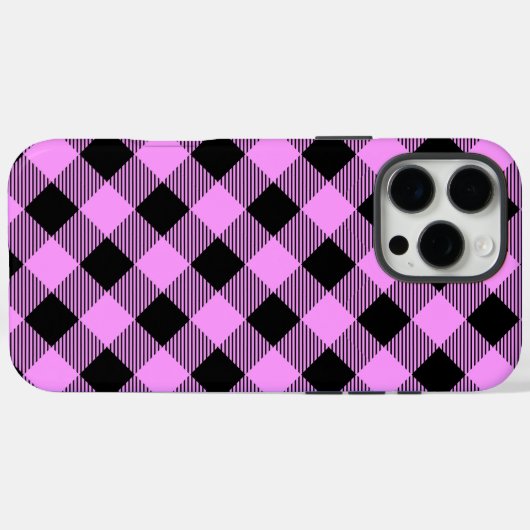 Black and Coral Checked Case-Mate iPhone Case (Achterkant (horizontaal))