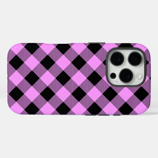 Black and Coral Checked Case-Mate iPhone Case (Achterkant (horizontaal))
