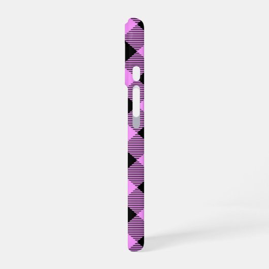 Black and Coral Checked iPhone 16 Hoesje (Linkerkant)