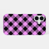 Black and Coral Checked iPhone 16 Hoesje (Achterkant horizontaal)