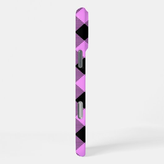 Black and Coral Checked iPhone Hoesje (Rechterkant)